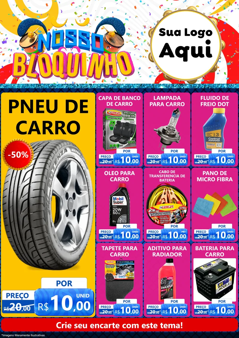 Modelo de Encarte para Encarte A4 Vertical com o tema Nosso Bloquinho para Auto peças