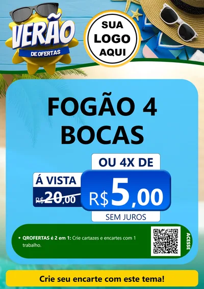 Modelo de Cartaz para Cartaz A4 Vertical com o tema Verão de Ofertas para Móveis e Eletro