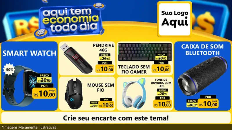 Modelo de TV para TV Horizontal com o tema Aqui Tem Economia Todo Dia para Informática
