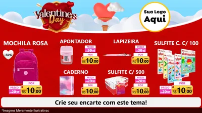 Modelo de TV para TV Horizontal com o tema Valentine's Day para Papelaria
