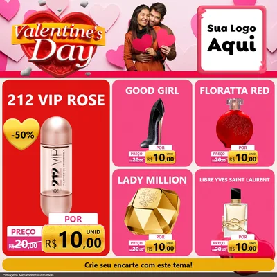 Modelo de Rede Social para Feed Facebook com o tema Valentine's Day para Perfumes