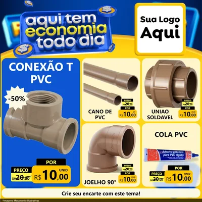 Modelo de Rede Social para Feed Facebook com o tema Aqui Tem Economia Todo Dia para Tubos e conexões