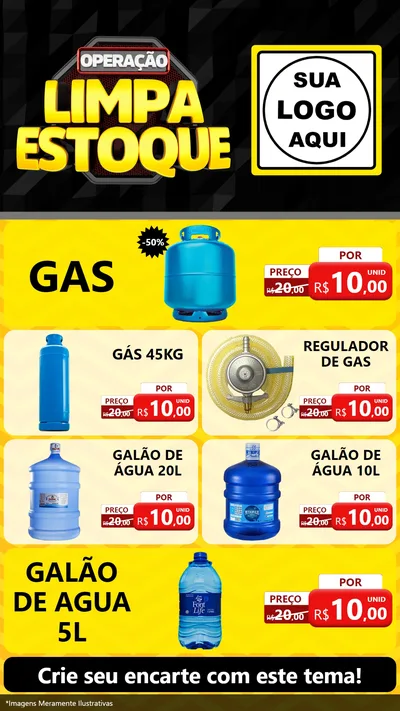Modelo de TV para TV Vertical com o tema Operação Limpa Estoque para Água e gás