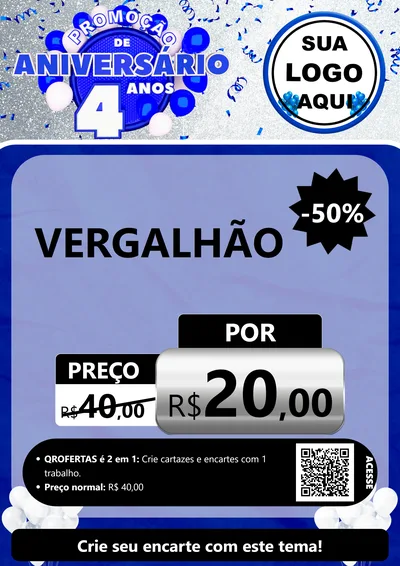 Modelo de Cartaz para Cartaz A4 Vertical com o tema Promoção de Aniversário - 4 Anos para Ferragens