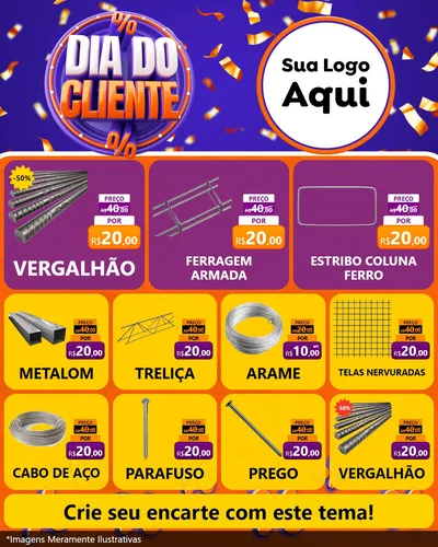 Modelo de Rede Social para Feed Instagram com o tema Dia do Cliente para Ferragens