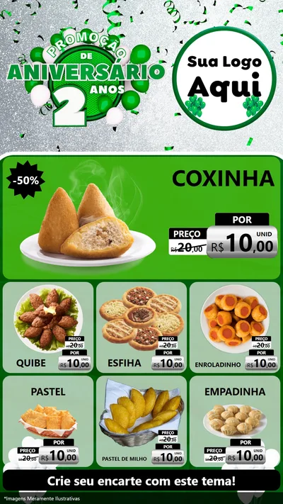Modelo de Rede Social para Stories com o tema Promoção de Aniversário - 2 Anos para Salgadaria