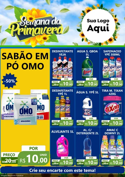 Modelo de Encarte para Encarte A4 Vertical com o tema Semana da Primavera para Produtos de Limpeza