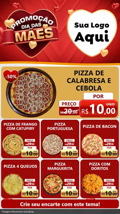 Modelo de Rede Social para Stories com o tema Promoção Dia das Mães para Pizzaria