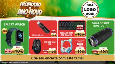 Modelo de TV para TV Horizontal com o tema Promoção de Ano Novo para Informática