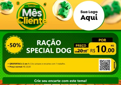 Modelo de Cartaz para Cartaz A4 Horizontal com o tema Especial Mês do Cliente para Pet Shop
