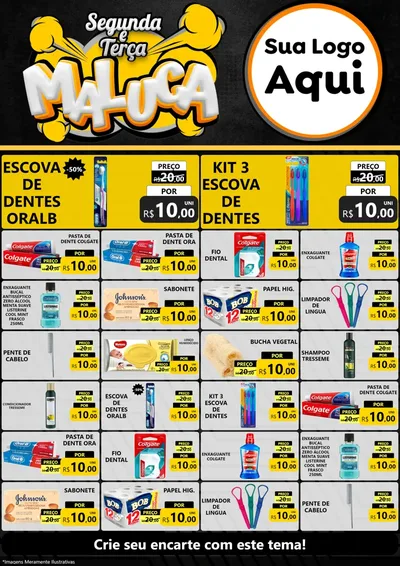 Modelo de Encarte para Encarte A4 Vertical com o tema Segunda e Terça Maluca para Higiene Pessoal