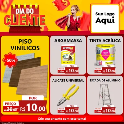 Modelo de Rede Social para Feed Facebook com o tema Dia do Cliente para Material para Construção