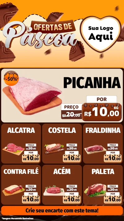 Modelo de Rede Social para Stories com o tema Ofertas de Páscoa para Açougue