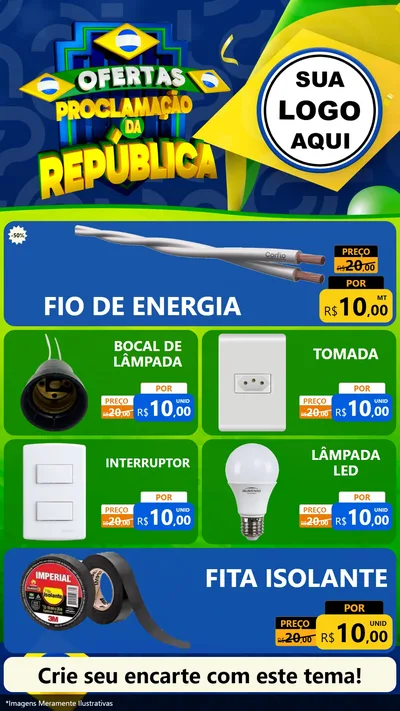 Modelo de TV para TV Vertical com o tema Ofertas Proclamação da República para Materiais Elétricos