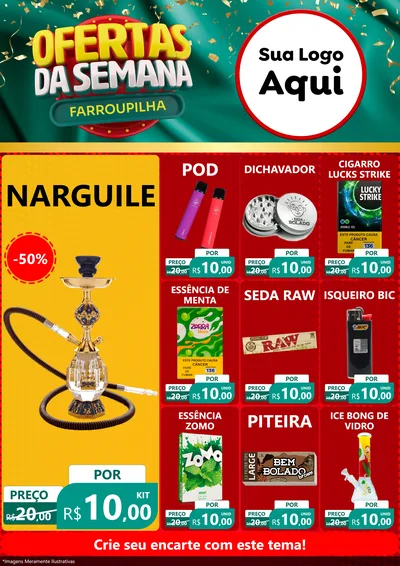 Modelo de Encarte para Encarte A4 Vertical com o tema Ofertas da Semana Farroupilha para Tabacaria