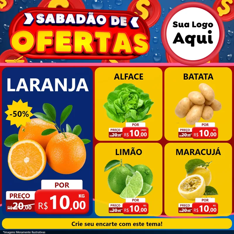 Modelo de Rede Social para Feed Facebook com o tema Sabadão de Ofertas para Hortifrúti