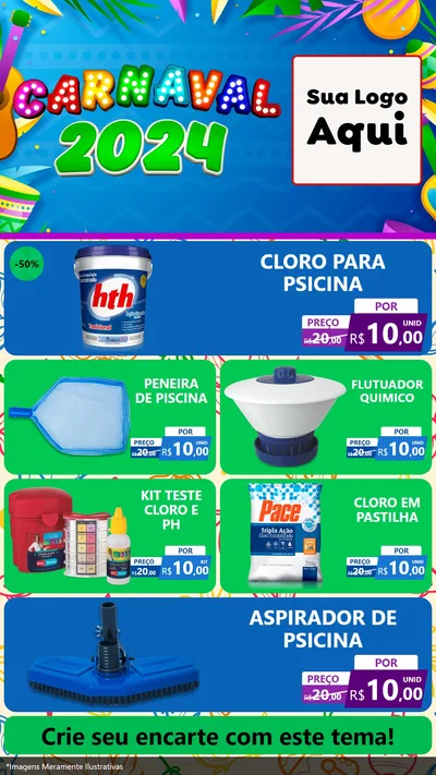 Modelo de TV para TV Vertical com o tema Carnaval 2027 para Produtos para Piscina