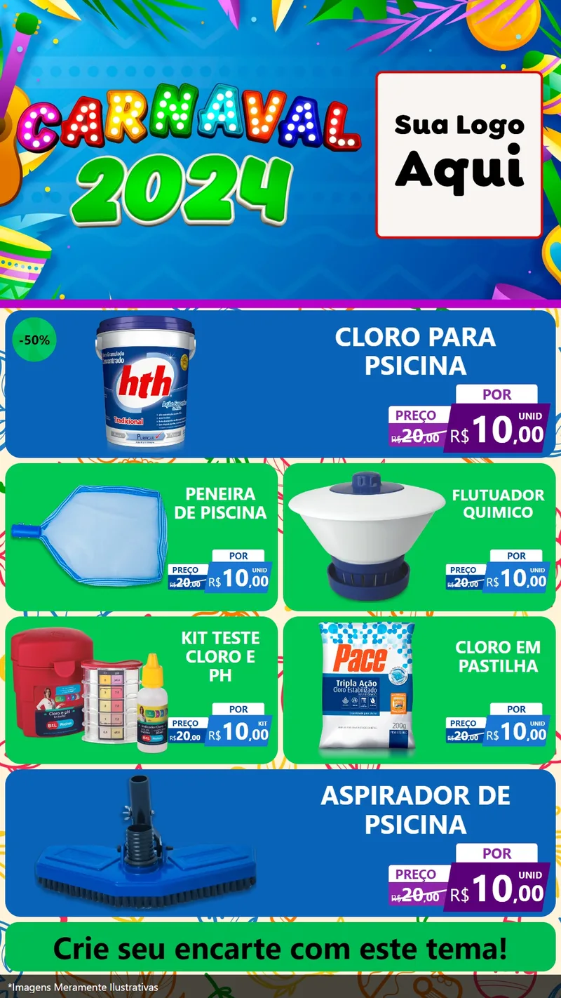 Modelo de TV para TV Vertical com o tema Carnaval 2027 para Produtos para Piscina
