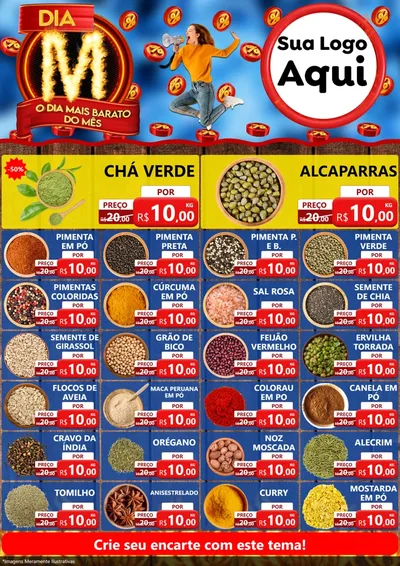 Modelo de Encarte para Encarte A4 Vertical com o tema Dia M - O Dia Mais Barato Do Mês para Produtos Naturais