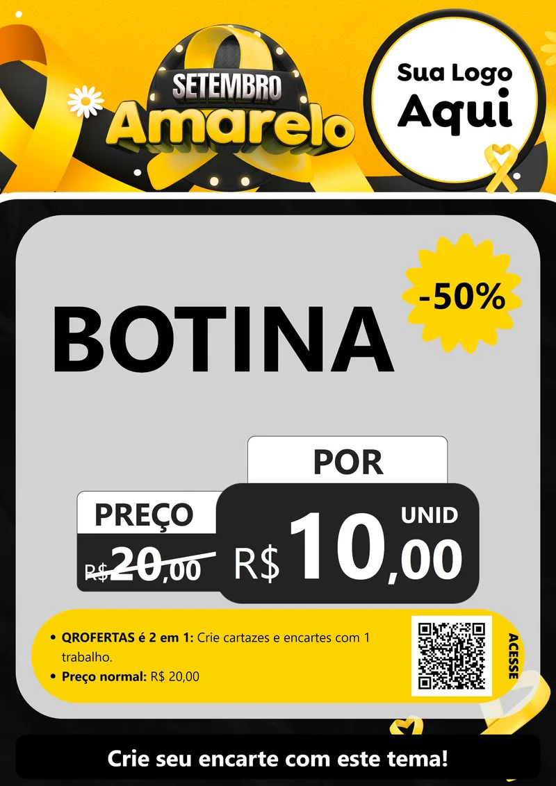 Modelo de Cartaz para Cartaz A4 Vertical com o tema Setembro Amarelo para Agropecuária
