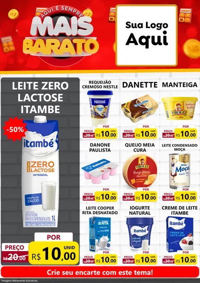Modelo de Encarte para Encarte A4 Vertical com o tema Mais Barato para Frios e Laticínios