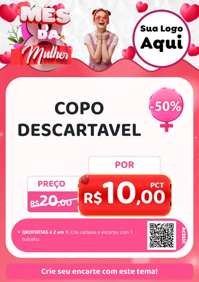 Modelo de Cartaz para Cartaz A4 Vertical com o tema Mês da Mulher para Embalagens