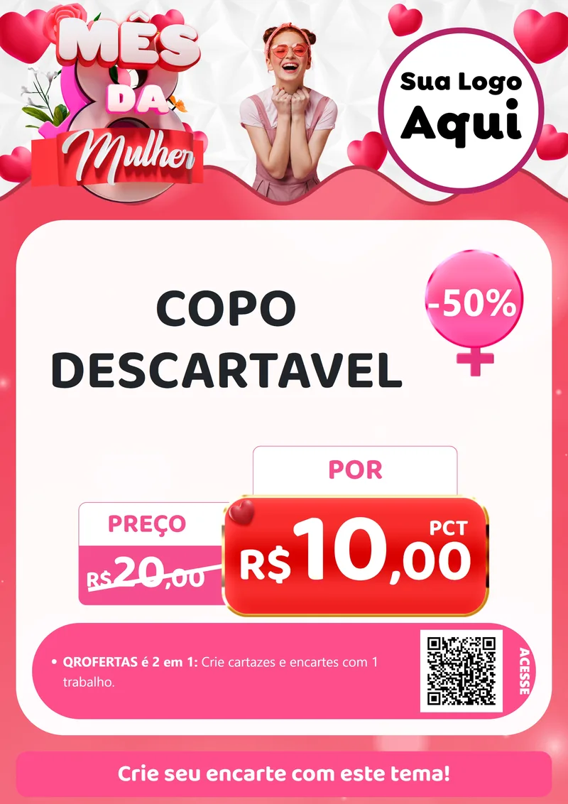 Modelo de Cartaz para Cartaz A4 Vertical com o tema Mês da Mulher para Embalagens