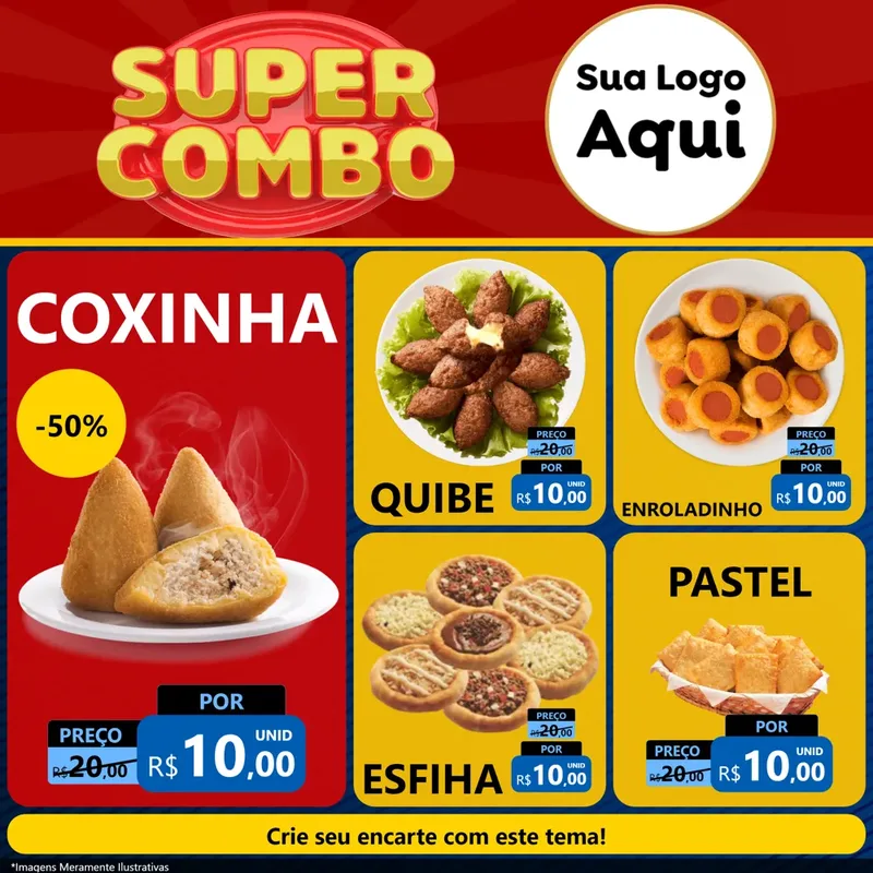 Modelo de Rede Social para Feed Facebook com o tema Super Combo para Salgadaria