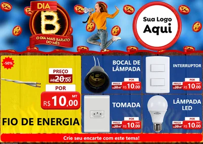 Modelo de Encarte para Encarte A4 Horizontal com o tema Dia B - O Dia Mais Barato Do Mês para Materiais Elétricos