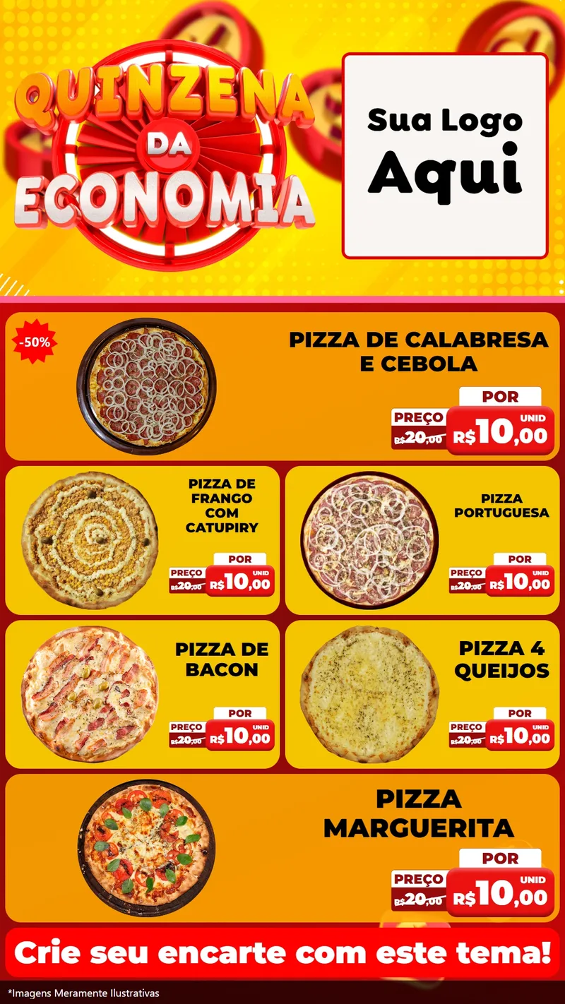 Modelo de TV para TV Vertical com o tema Quinzena Da Economia para Pizzaria