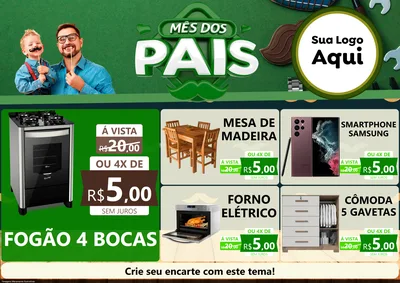 Modelo de Encarte para Encarte A4 Horizontal com o tema Mês dos Pais para Móveis e Eletro