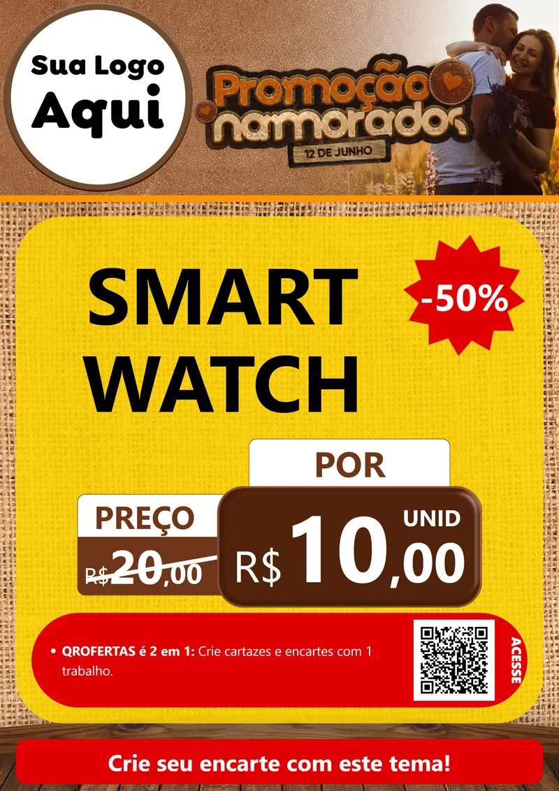 Modelo de Cartaz para Cartaz A4 Vertical com o tema Promoção Namorados para Informática