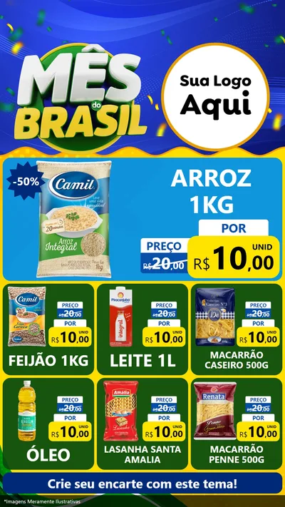 Modelo de Rede Social para Stories com o tema Mês do Brasil para Supermercado