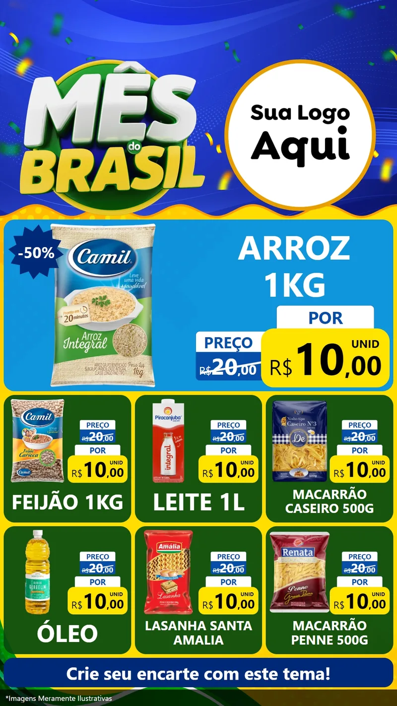 Modelo de Rede Social para Stories com o tema Mês do Brasil para Supermercado