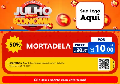 Modelo de Cartaz para Cartaz A4 Horizontal com o tema Operação Julho Com Mais Economia para Frios e Laticínios