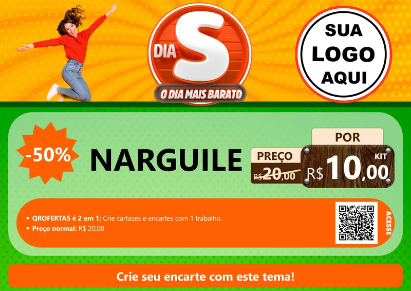 Modelo de Cartaz para Cartaz A4 Horizontal com o tema Dia S - O Dia Mais Barato para Tabacaria