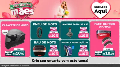 Modelo de TV para TV Horizontal com o tema Feliz Dia das Mães para Moto peças