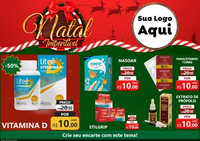 Modelo de Encarte para Encarte A4 Horizontal com o tema Natal Imperdível para Farmácia