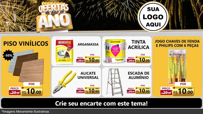 Modelo de TV para TV Horizontal com o tema Ofertas de Fim de Ano para Material para Construção