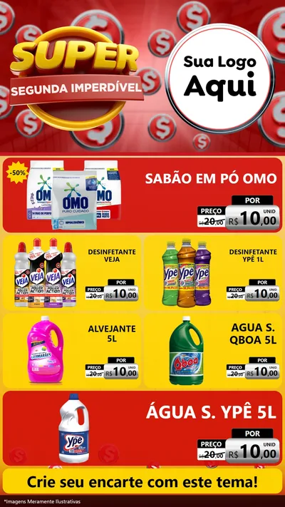 Modelo de TV para TV Vertical com o tema Super Segunda Imperdível para Produtos de Limpeza