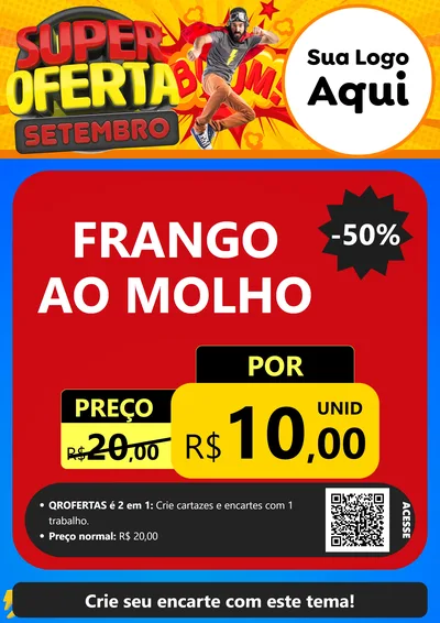 Modelo de Cartaz para Cartaz A4 Vertical com o tema Super Oferta Setembro para Restaurante