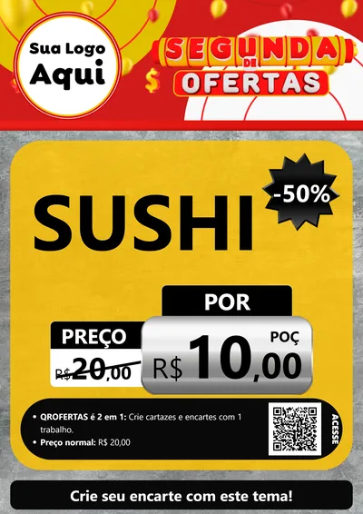 Modelo de Cartaz para Cartaz A4 Vertical com o tema Segunda de Ofertas para Comida japonesa