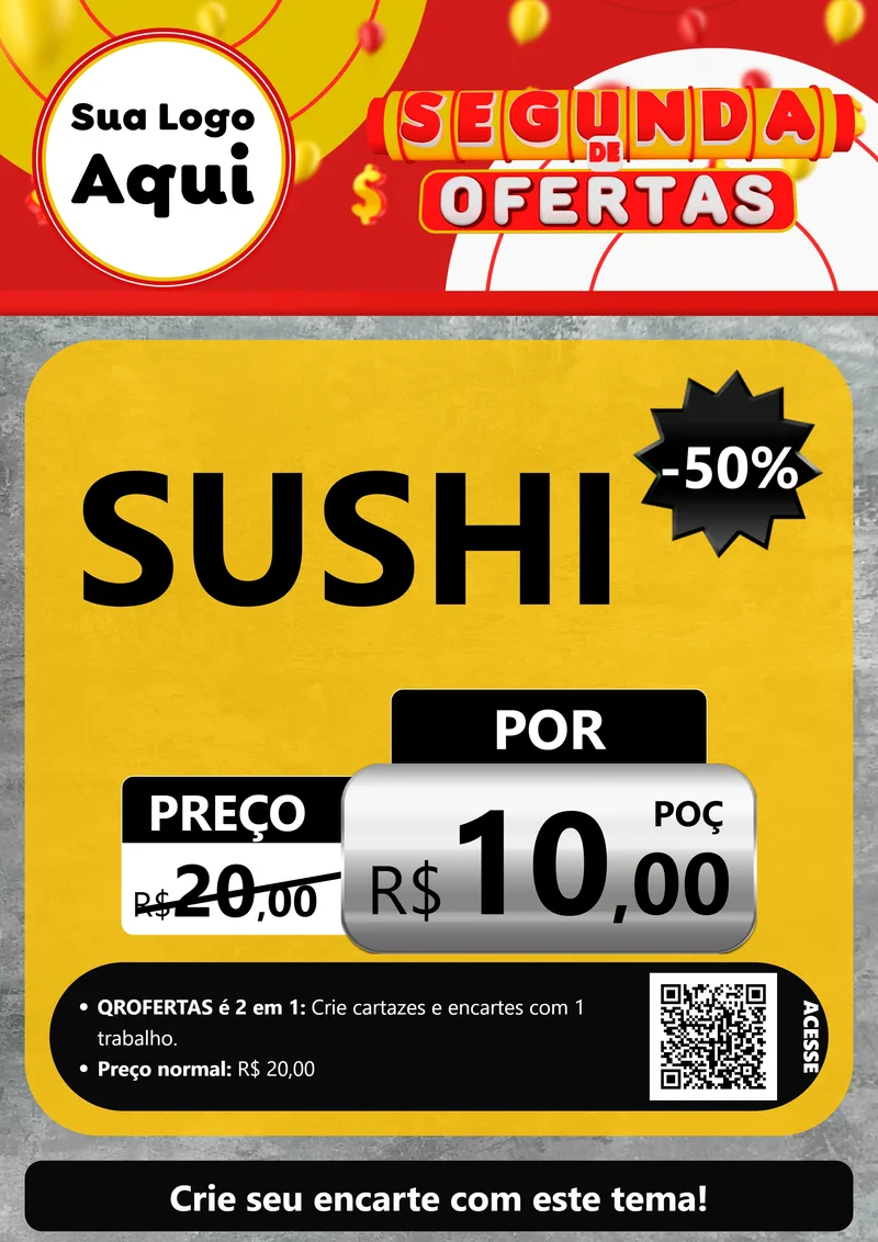 Modelo de Cartaz para Cartaz A4 Vertical com o tema Segunda de Ofertas para Comida japonesa