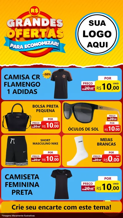 Modelo de TV para TV Vertical com o tema Grandes Ofertas Para Economizar! para Roupas e acessórios