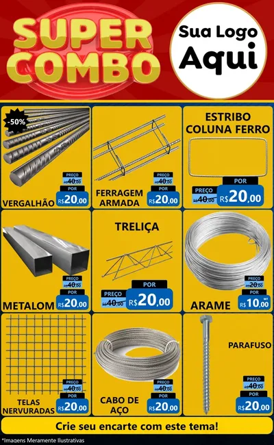 Modelo de Encarte para Encarte Grande com o tema Super Combo para Ferragens