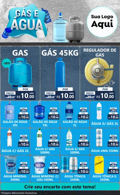 Modelo de Encarte para Encarte Grande com o tema Gás e Água para Água e gás
