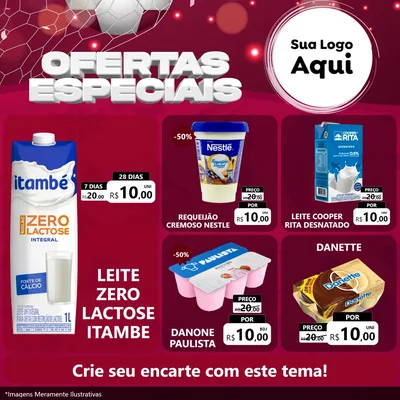 Modelo de Rede Social para Feed Facebook com o tema Ofertas Especiais - Futebol para Frios e Laticínios