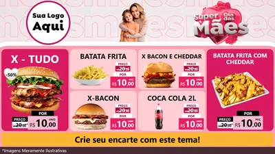 Modelo de TV para TV Horizontal com o tema Super Dia Das Mães para Hamburgueria