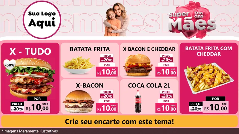 Modelo de TV para TV Horizontal com o tema Super Dia Das Mães para Hamburgueria