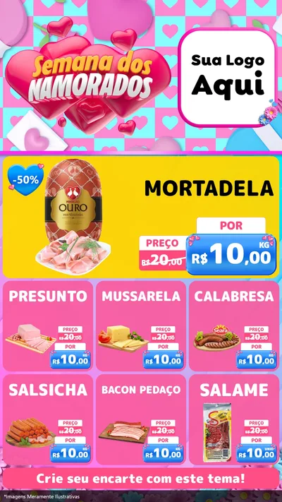 Modelo de Rede Social para Stories com o tema Semana dos Namorados para Frios e Laticínios